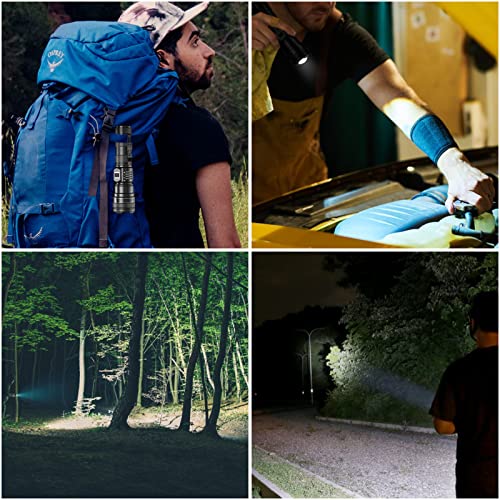 Iodoo Rechargeable 5000Lm Flashlight Focus Adjustable With Side Clip, 5000Mah Battery Rechargeable Type-C And Chargeable For Phone, Streamlight Handheld Flashlights For Camping Hiking #TOP5