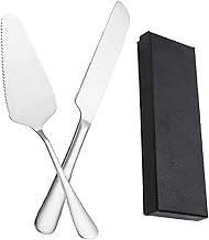 Wedding Cake Knife and Server Set, Elegant Cake Pie Pastry Server Set with Thickened Edges, Stainless Steel Cake Cutting Set Pie Spatula for Birthday Anniversary Christmas Parties with Gift Box