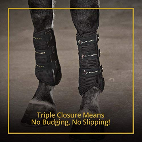 Dressage Boots for Horses by Kavallerie: Pro-K 3D Air-Mesh Horse Boots, Secure Leg Protection, Lightweight and Tough White & Black Dressage Sports Boots [White] - Thumbnail 2