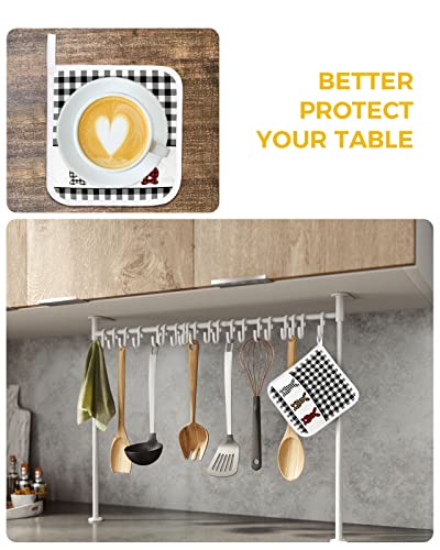 Pot Holder Set Of 2 Happy Easter Bunny Black White Buffalo Grid Potholder Heat Proof Non-Slip Pot Holders,Leopard Rabbit Red Check Hot Pads Potholders For Kitchen Cooking Baking Bbq #TOP5