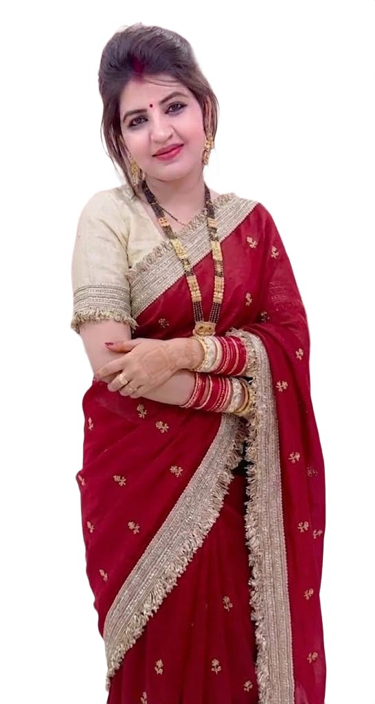 vragi Women's Soft Silk Dual Shade Saree with Embroidery Work & Lace Border With Contrast Embroidery Unstitched Blouse_(FSatin_hrt2)-picture-19