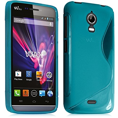KARYLAX Seluxion - Housse Etui Coque S-Line pour Wiko Wax 4G Couleur Bleu Turquoise + Film de Protection
