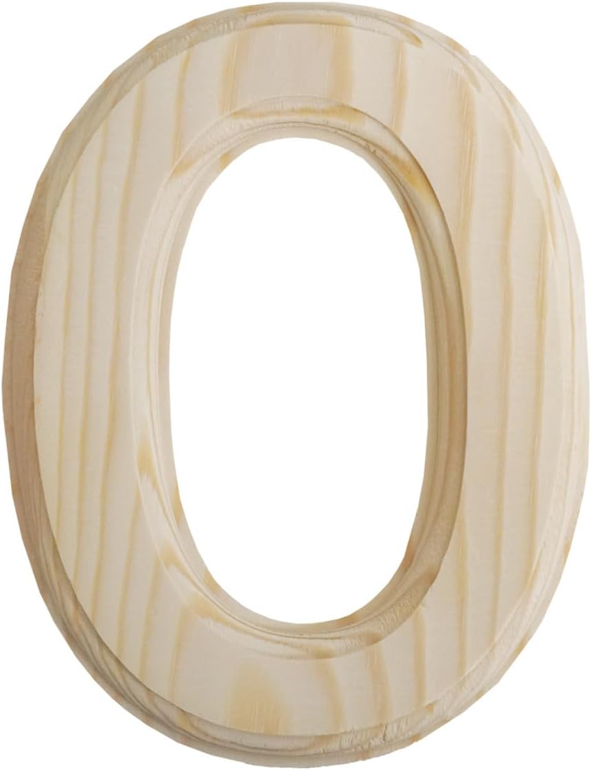 Homeford Pine Wood Beveled Wooden Letter O, Natural, 5-3/4-inch