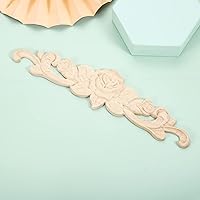 Vista 9 de MUXSAM 4 piezas de apliques decorativos tallados en madera de rosa, sin pintar, calcomanía larga sin pintar para puerta, pared, techo, armario