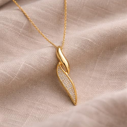Image of RIDHVEE Anti-Tarnish Gold Plated Pendant Necklace for Women & Girls | Skin Friendly Lightweight Fashion Jewellery | Elegant Minimalist Chain Necklace & Gifting