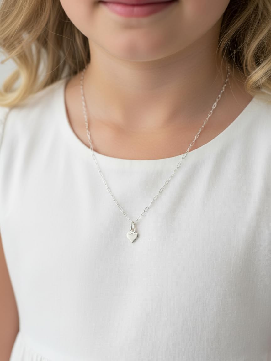 EnCharmed Sterling Silver Mother Daughter Hearts Set of 2 Flat Charm Necklaces, Mom Pregnancy Delicate Pendant Jewelry, 18"