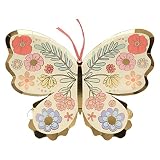 Meri Meri Butterfly Plates, Pack of 8 Disposable Paper Plates, Fun Shaped with Floral and Gold Foil Details – Great for Butterfly Birthday Decorations, or Brightening any Party