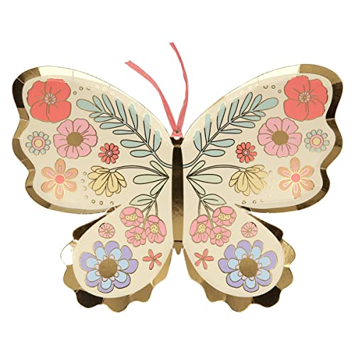 Meri Meri Butterfly Plates (Pack of 8), Butterfly Shaped Paper Plates for Party, Disposable