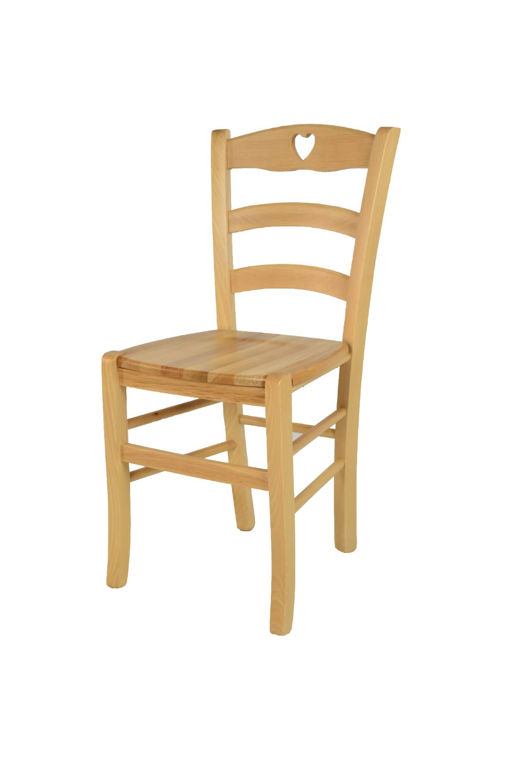 t m c s Tommychairs - Stuhl Cuore für Küche und Esszimmer, Robuste Struktur aus Buchenholz in der Farbe Naturfarben lackiert und Sitzfläche aus Holz