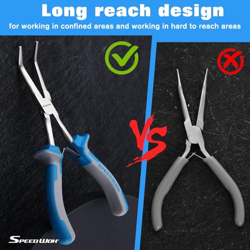 SPEEDWOX Long Reach Bent Needle Nose Pliers with Smooth Jaw Extra Long Nose Precision Wire Looping Pliers Needle Remover Pliers for Hard to Reach Narrow Spaces Jewelry Making Tools Fishing Tools - Image 4