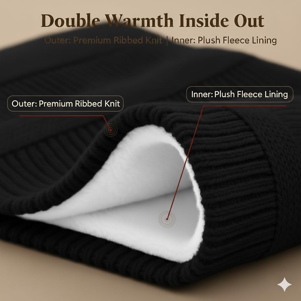 Winter Beanie Hat Scarf Gloves Headband Set – Knit Beanie, Warm Scarf, Touchscreen Gloves & Ear Warmer, Gift for Women & Men