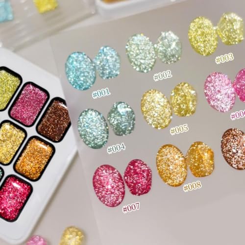 Gel de pintura para uñas textura cremosa y purpurina brillante en paleta de 9 tonos 5