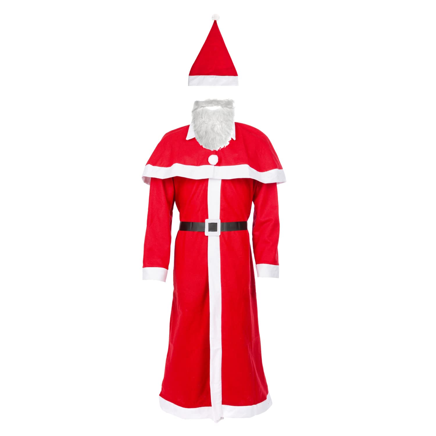 Idena 8580108 - Zestaw kostiumów Mikołaja, Santa, Father Christmas, czapka, broda, płaszcz, pas, peleryna