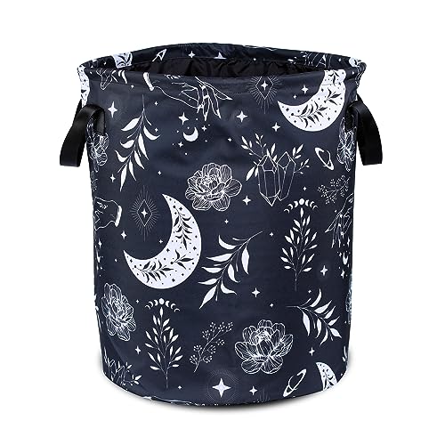 Image of Gothic Moon Laundry Basket Moon Phase Foldable Oxford Cloth Funny Tote Bag Laundry Hamper Clothes Storage Bucket Organizer For Bathroom/Laundry Storage/Bedroom 17.7x13.7 Inch