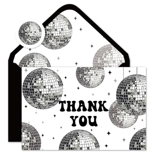 Cartes de remerciement disco prêtes à l'envoi pour éviter le stress après la fête