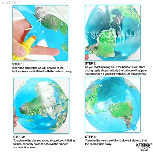 KatchOn, Globe Balloons for Earth Day Decorations - Huge 22 Inch, Pack of 6 | 4D World Map Balloons | Earth Balloons for Party | Earth Day Balloons for Globe Decorations, Bon Voyage Party Decorations