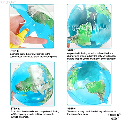 Katchon, Globe Balloons For Earth Day Decorations - Big 22 Inch, Pack Of 6 | 4D World Map Balloons | Earth Balloons For Party | Earth Day Balloons For Globe Decorations, Bon Voyage Party Decorations #TOP4
