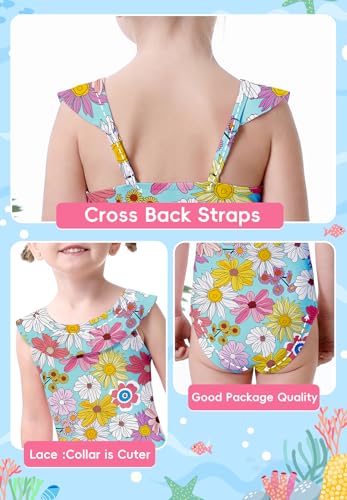 Zando Girls Swimsuit One Piece Ruffle Toddler Swimsuit Girl Cute Floral Pattern Toddler Bathing Suit Girl3