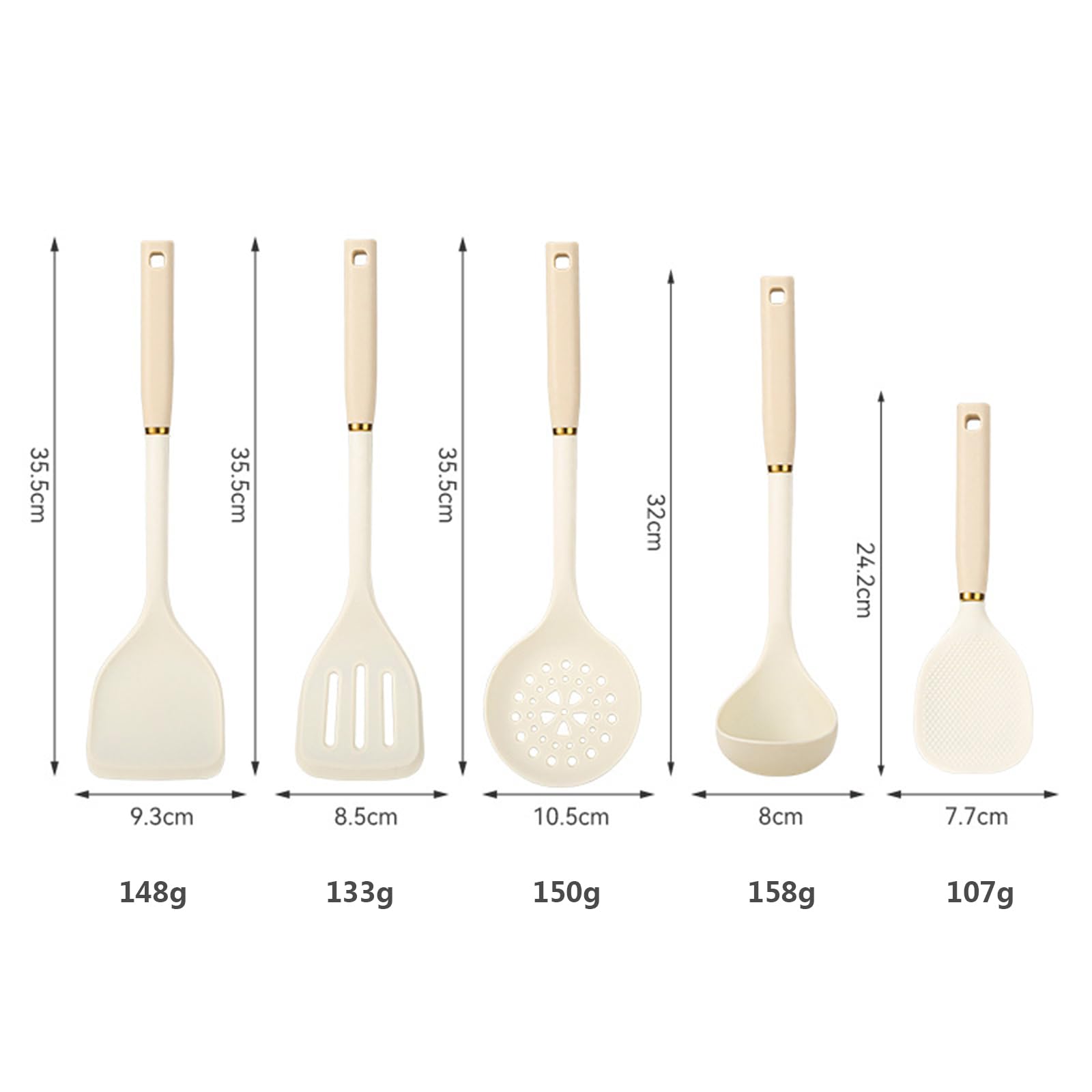 Ensemble d'ustensiles de cuisine en silicone, 5 spatules de cuisine antiadhésives résistantes à la chaleur, sans BPA, passent au lave-vaisselle