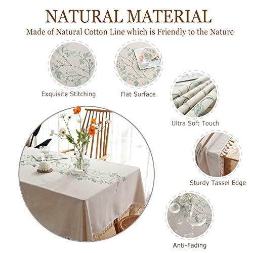 Tewene Tablecloth, Rectangle Table Cloth Wrinkle Free Tablecloth Farmhouse Tablecloth Linen Tablecloths Spring Tablecloth For Picnic, Party, Outdoor Table(55''X102''/8-10 Seats/Green Vine) #TOP2