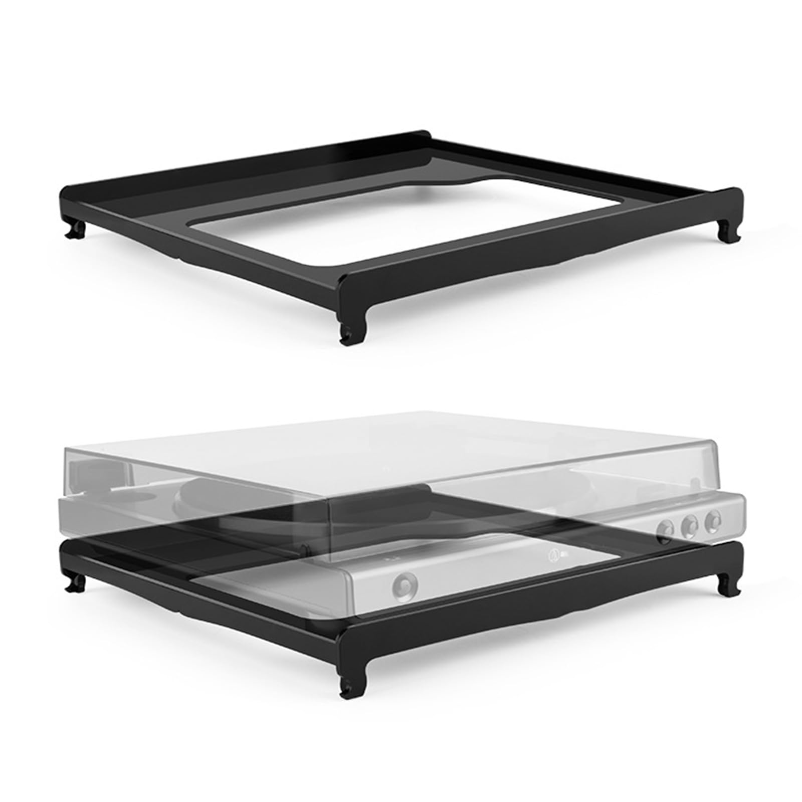 Base brillante de 5 mm de grosor con patas de silicona antideslizantes para accesorios de tocadiscos AT-LP60XBTBK, soporte duradero, elegante y estable para una calidad de sonido óptima