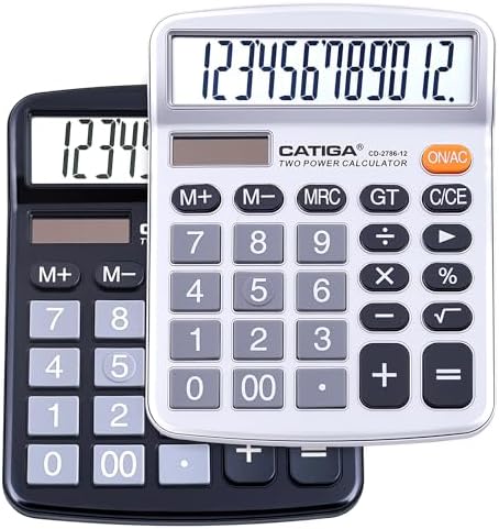 Desktop Calculator 12 Digit with Large LCD Display and Sensitive Button, Solar and Battery Dual Power, Standard Function for Office, Home, School, CD-2786 (Purple)