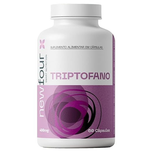 Remédios para ansiedade (com opções naturais)-radardasaude 4 Triptofano 500mg 60 Cápsulas NewFour – Suplemento para Sono, Humor e Ansiedade – L-Triptofano Puro – Sem Glúten, Açúcar e Lactose