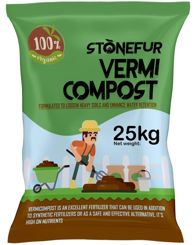 STONEFUR Vermicompost for Plants 25kg | Khaad for Gardening Home | Organic Fertilizer | Compost for Plants Home Garden 25kg