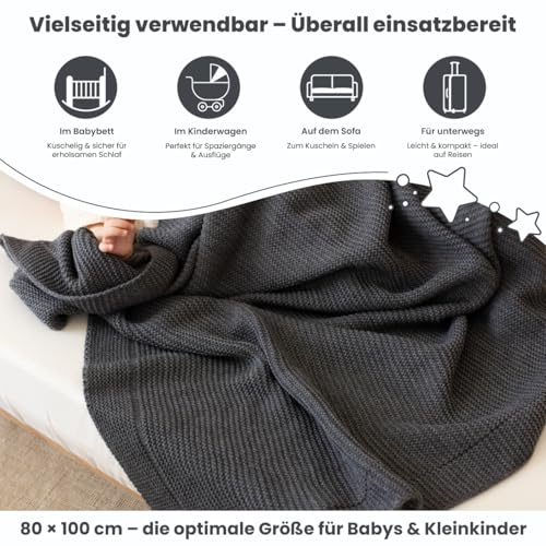 Image of Soft Knit Baby Blanket 30x40 in, Graphite - Oeko-Tex Certified, Breathable Swaddle & Receiving Blanket for Newborns, Crib & Stroller, Machine Washable
