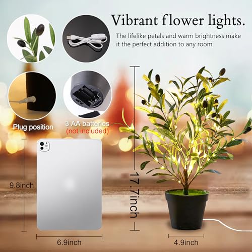 Image of Artificial Olive Tree Lamp, Faux Olive Tree and Fruits Artificial Plant Twinkling Tree for Office House Living Room Bedroom Stairs Foye Coffe Shop Store Home Decor, Christmas Birthday Gifts for Women