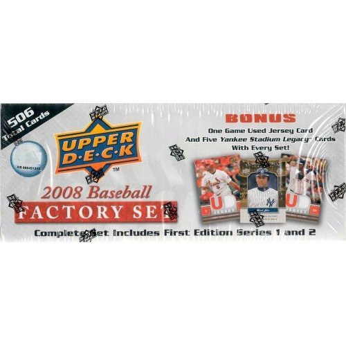 2008 Upper Deck First Edition MLB Baseball Factory Set(506 Cards) + Game Used Jersey + 5 