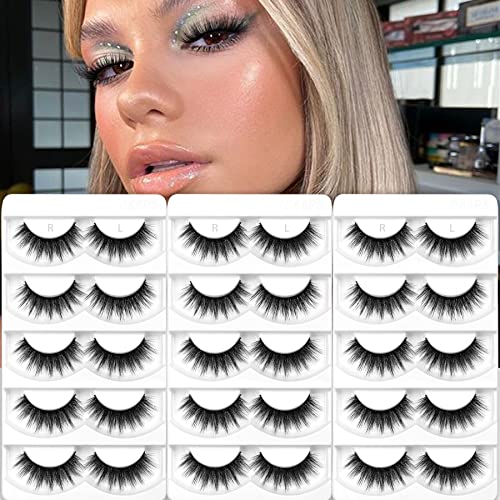Eliace False Eyelashes Natural look Cat Eye Lashes Wispy Strips 15 Pairs
