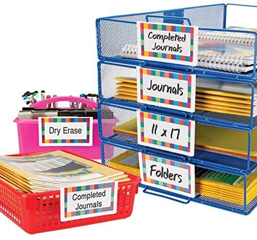 Really Good Stuff Clip-On Label Holders with Labels – Easily Attaches to Bins and Baskets – Keep Classroom Materials Organized and Clearly Labeled – Durable, Reusable (Set of 12) - Thumbnail 5