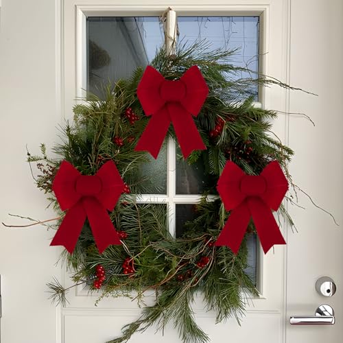 BETESSIN Rote Schleifen Weihnachten - 6 Stück Weihnachtsschleifen...