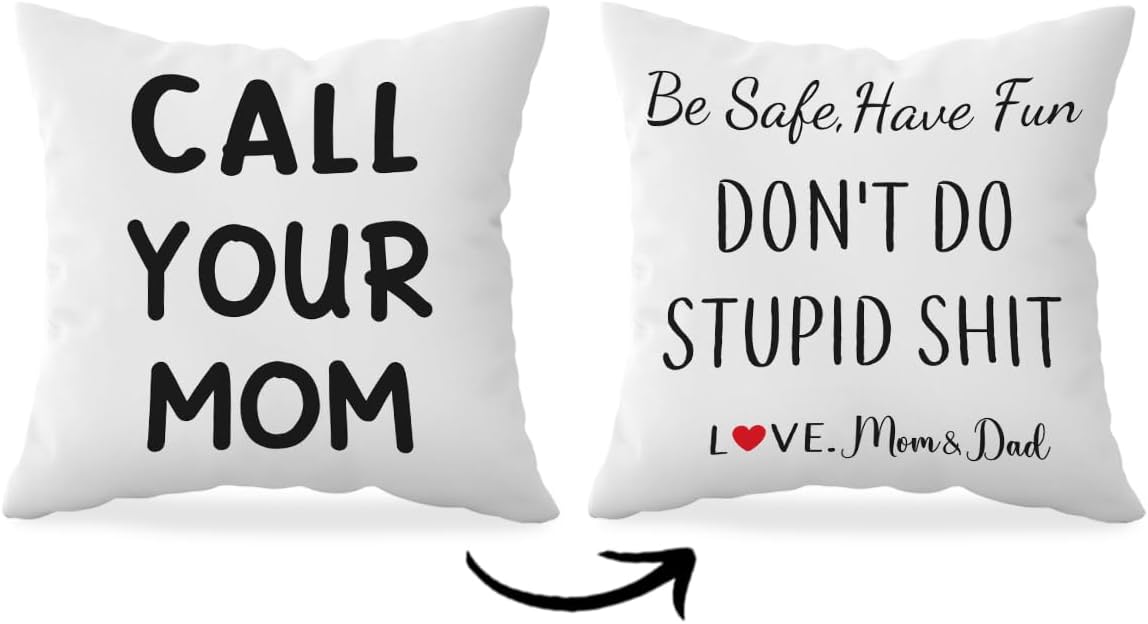HONLUNG Call Your Mom Throw Pillow Cover 18x18, Funny College Dorm Decor