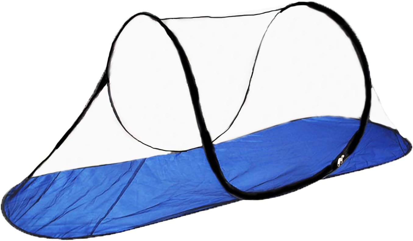 CMINGJLarge Pop Up Mosquito Tent, Portable Foldable Mosquito Net with Bottom for Bed, Camping, Travel, Patio, Suitable for Outdoor Indoor (78 * 28 * 27inch) (Blue Bottom)