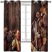Zasłony zaciemniające, blokujące światło okna okna draperie Święto Dziękczynienia, sztućce motyw wiejski, 2 panele 96 x 113 cm izolowane termicznie zasłony do sypialni