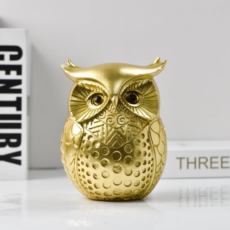Mesmerizing Gold Owl Ornament: Resin Statue for Elegant Home and Office Decor - Perfect for TV Cabinet, Porch, Bookshelf, Living Room, and Entryway - Ideal Tabletop Accent for Christmas