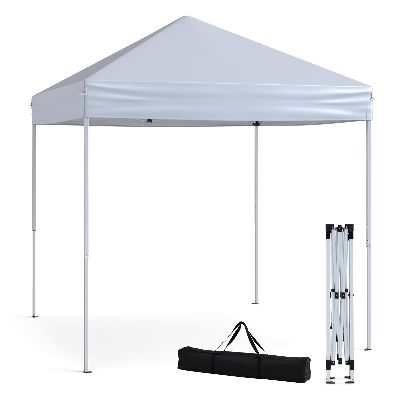 HOMASIS Gazebo Pieghevole Impermeabile 2 x 2 M, Gazebo Esterno Resistente con 4 Corde Antivento e 8 Picchetti, Tenda Pop Up Regolabile in Altezza e Borsa per il Trasporto per Campeggio (Bianco)