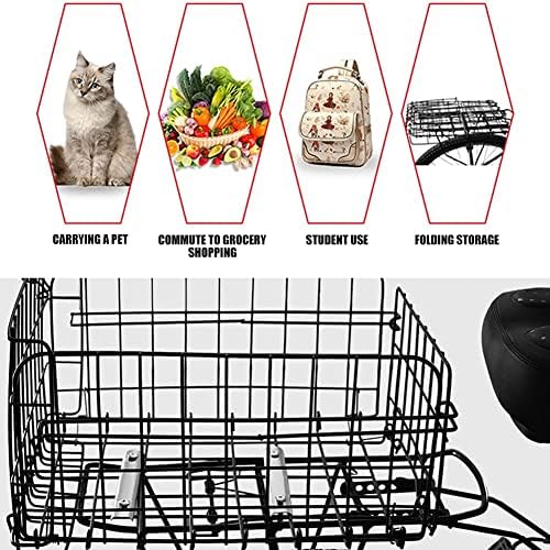Metal wire waterproof rear bike basket, Folding Bike Basket Fit most rear bike racks.
