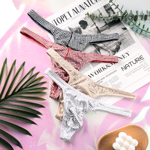 Mens Sequin Underwear Boxer Briefs Sexy Thongs Sissy Panties Nightclub Party Underpants4