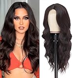 Long Brown Wig for Women 26Inch Wavy Curly Dark Brunette Hair Wigs Synthetic Hair Replacement Heat Resistant Hair Wig for Daily Party Use