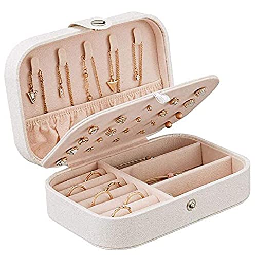 Caixa de armazenamento de joias de duas camadas feminina, caixa de armazenamento de exibição com tra