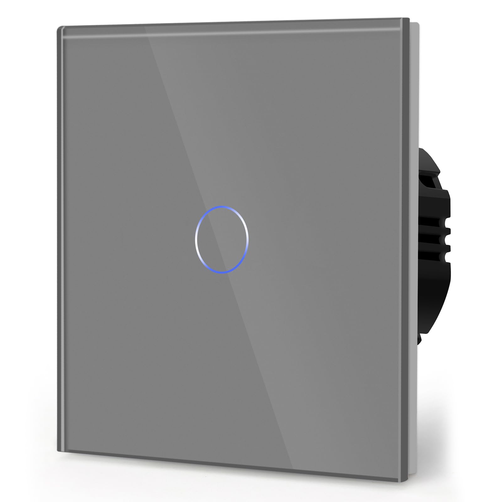 BSEED Touch Light Switch Glass Panel Cross Switchable Non-WiFi 1 Gang 2 Way LED Lamp Compitable Tempered Touch Screen 240V Wall Light Switch Gray — image 1