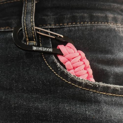 Image of BRAVESHINE Paracord Keychain Carabiner Clip, D Ring Lanyard Hanger Stroller Hook for Water Bottle, Key, Backpacks, Men, Women