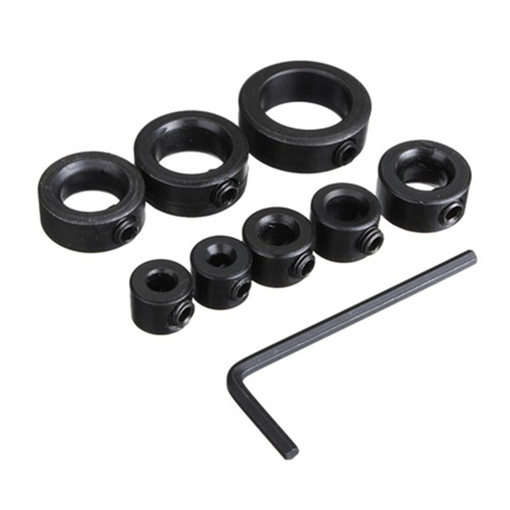 Clamp Collar 8pcs Drill Bit Limit Rings, Depth Stop Collar Locator Clamp for Round Dowels, with Small Wrench