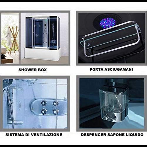 Bagno Italia Box idromassaggio cabina doccia e vasca 6 getti cm 150x85 cromoterapia ozonoterapia bluetooth