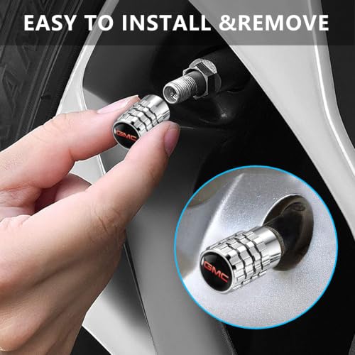 Image of 4pcs Tire Valve Stem Caps for GMC Series Stem Cap Universal Car Air Cover Car Accessories for Cars, SUV, Truck, Motorcycles Silver