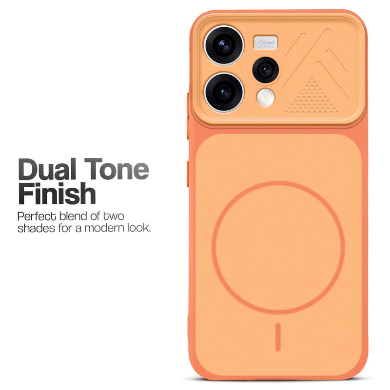 Image of Mr. Case Back Cover for Oppo Reno 15 5G | Ring Design Protective Case with Camera Cut Protection | Anti Slip Grip | Shockproof Mobile Cover - Orange