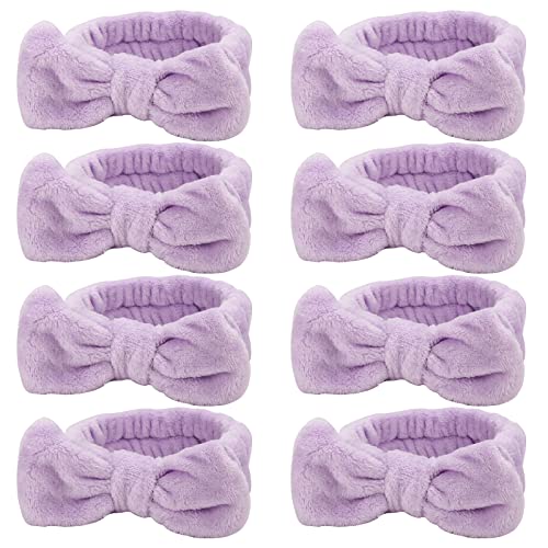 Ondder Spa Headband for Washing Face 8PCS Purple Skincare Makeup Headbands